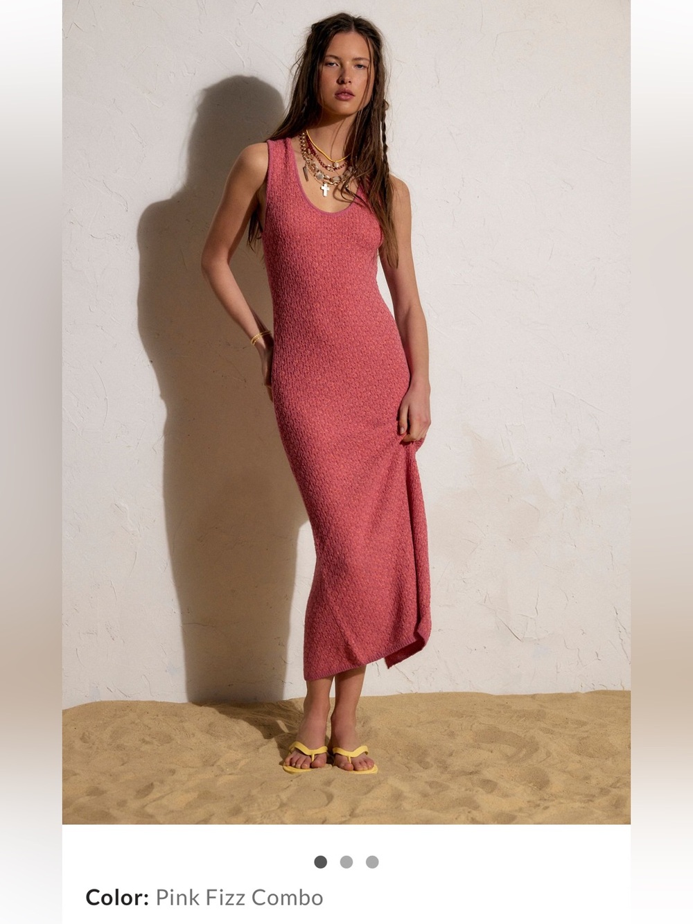Free People Genie Sweater Midi Dress in Pink Fizz Combo
